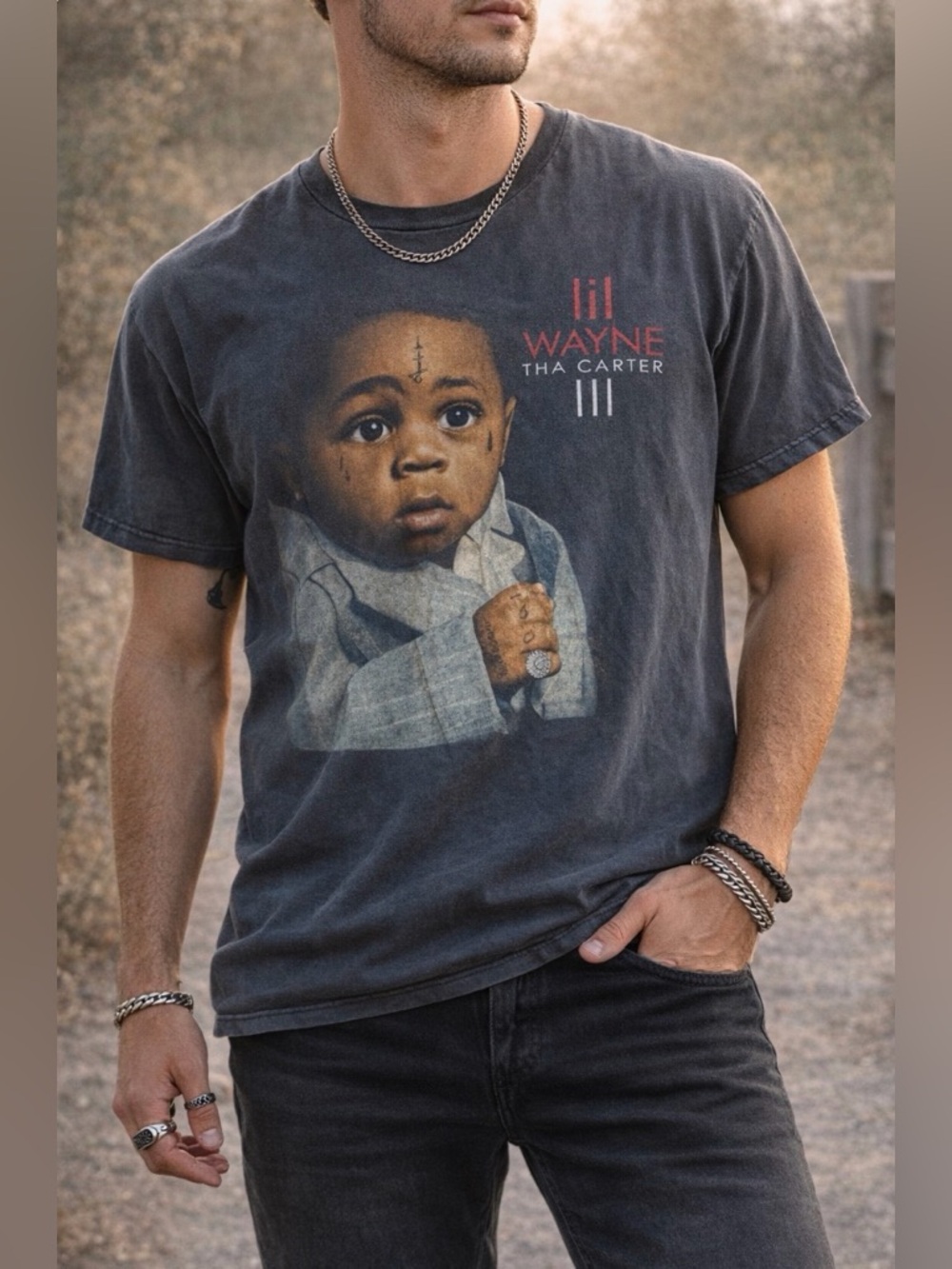 Lil Wayne 🎤 Official Merch "Tha Carter III" Album Cover Band Tee Vintage Wash